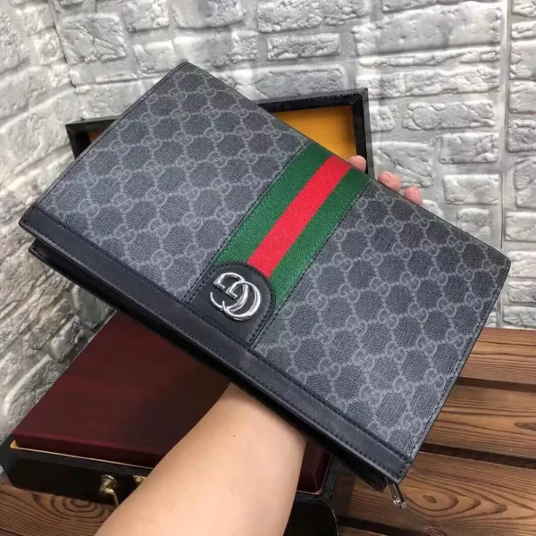 Gucci Ophidia Men's Grey Canvas Clutch Bag