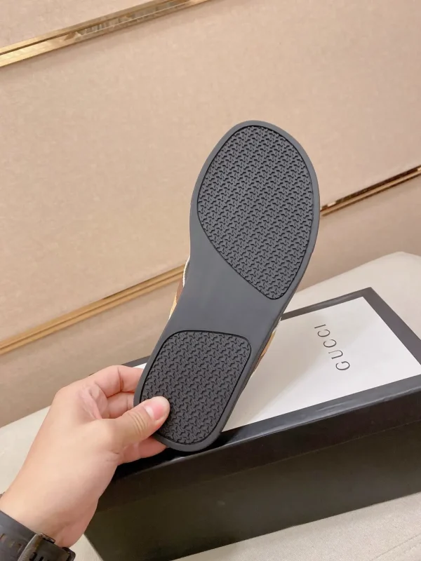 Gucci Web Men's Black Leather Sandal - Non-Slip Sole