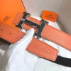 Herms Hermès H Belt Gray Leather Men's Belt