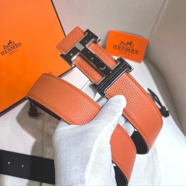 Herms Hermès H Belt Gray Leather Men's Belt