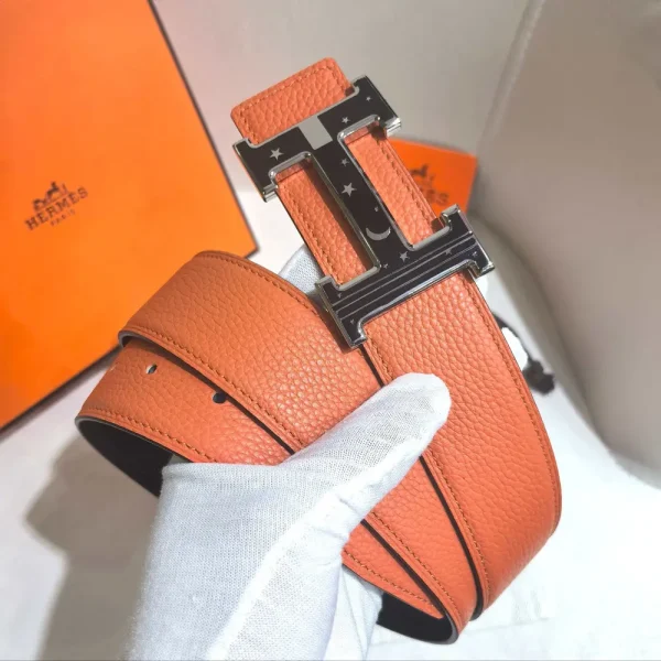 Herms Hermès H Belt Gray Leather Men's Belt