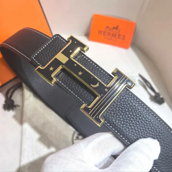 Herms Hermès H Belt Gray Leather Men's Belt