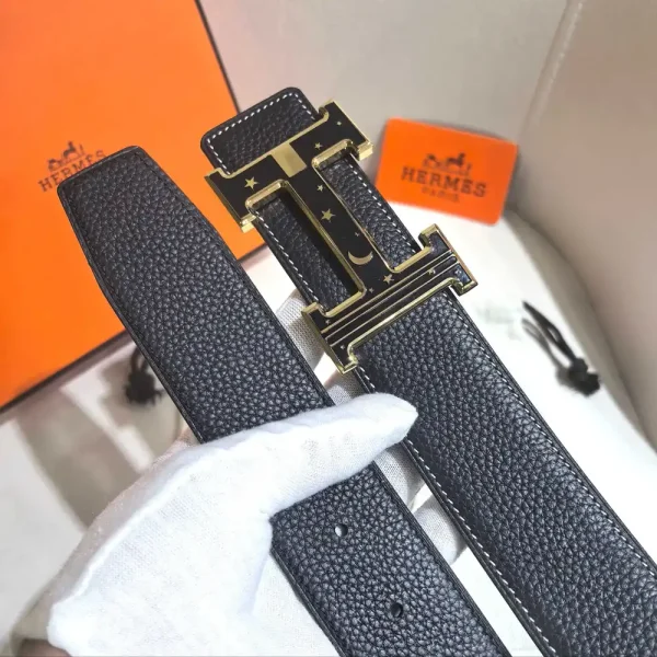 Herms Hermès H Belt Gray Leather Men's Belt