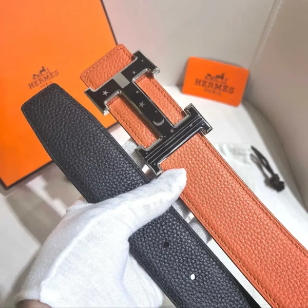 Herms Hermès H Belt Gray Leather Men's Belt