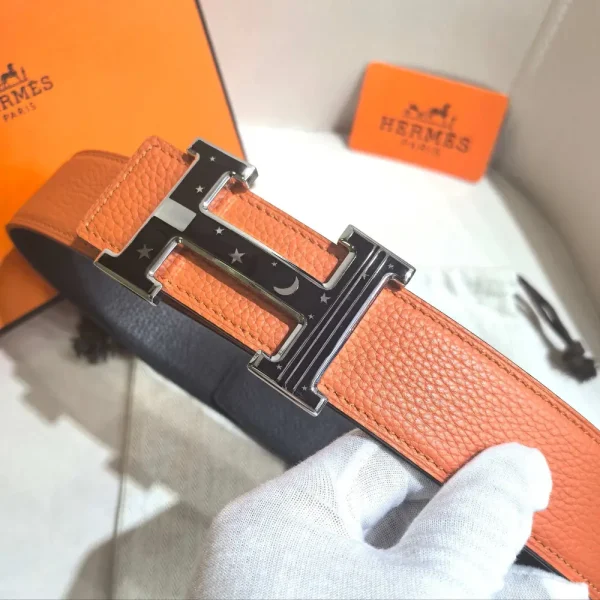 Herms Hermès H Belt Gray Leather Men's Belt