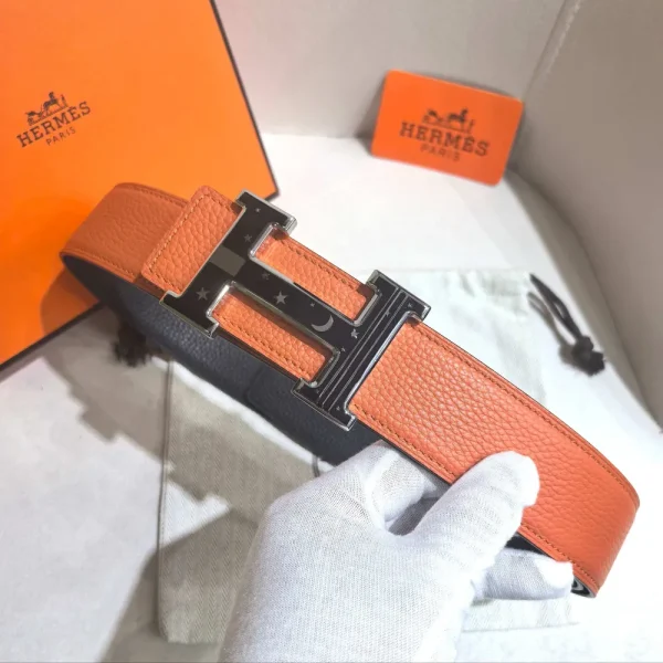 Herms Hermès H Belt Gray Leather Men's Belt