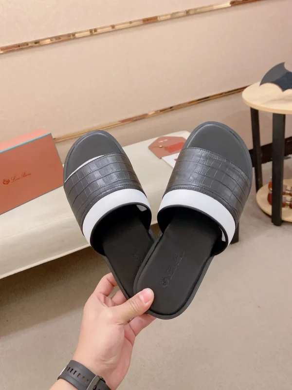 Loro Piana Black Leather Slide - Italian Cowhide