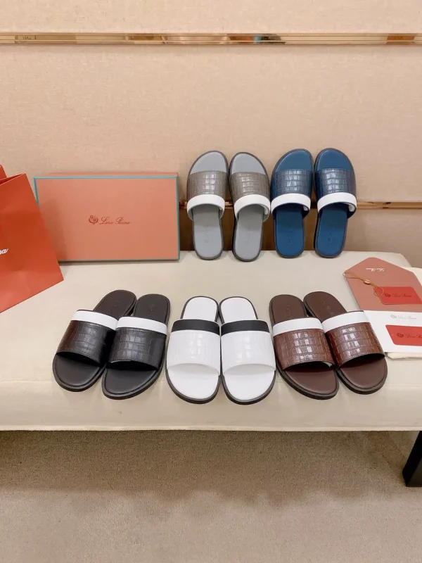 Loro Piana Black Leather Slide - Italian Cowhide