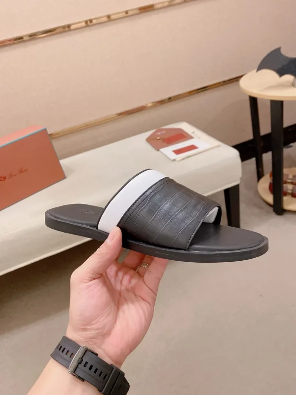 Loro Piana Black Leather Slide - Italian Cowhide