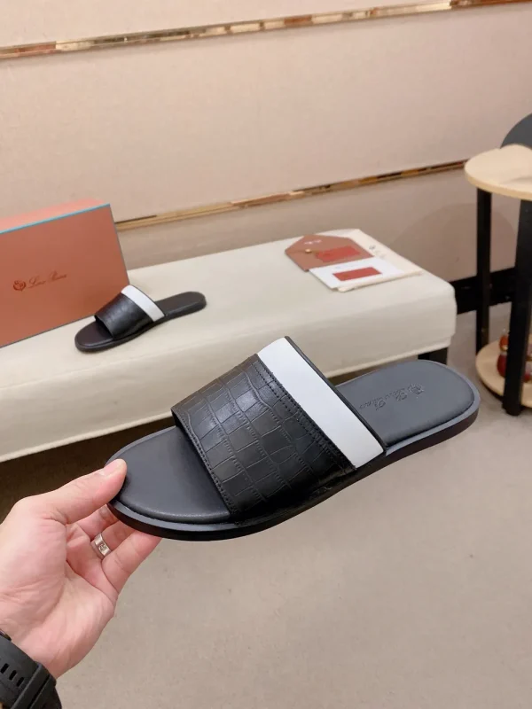 Loro Piana Black Leather Slide - Italian Cowhide