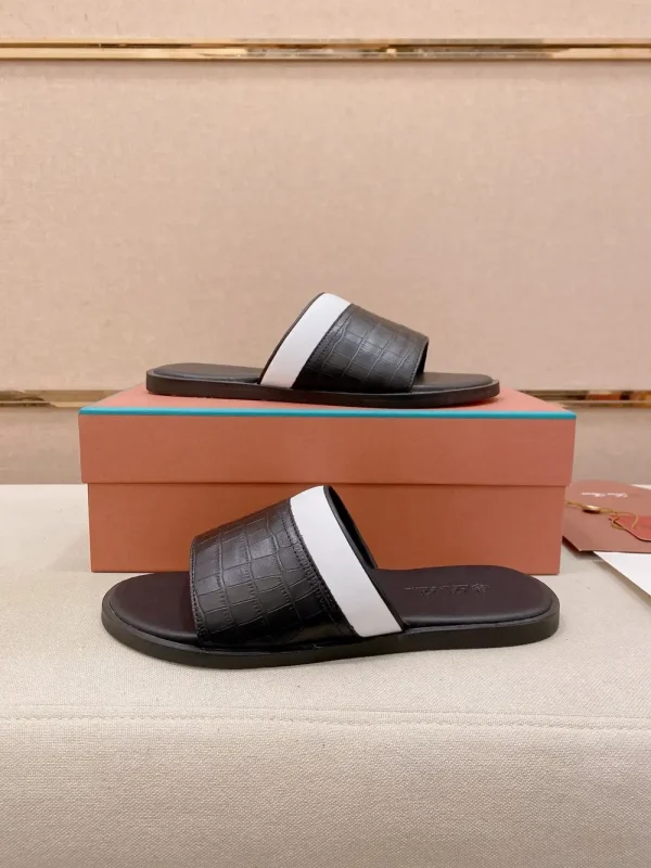 Loro Piana Black Leather Slide - Italian Cowhide
