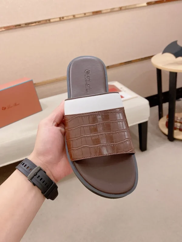 Loro Piana Men's Brown Leather Slide