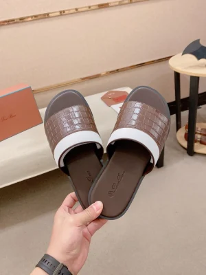 Loro Piana Men's Brown Leather Slide