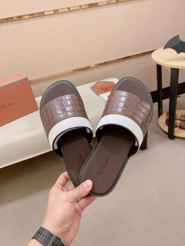 Loro Piana Men's Brown Leather Slide