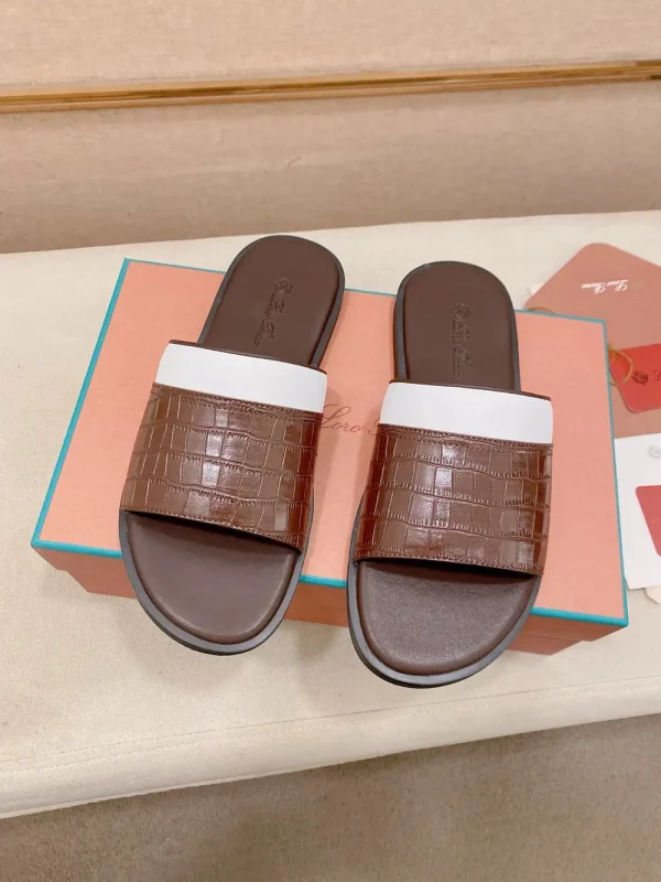 Loro Piana Men's Brown Leather Slide