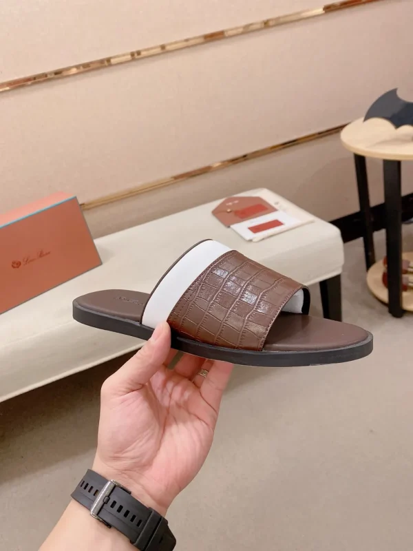 Loro Piana Men's Brown Leather Slide