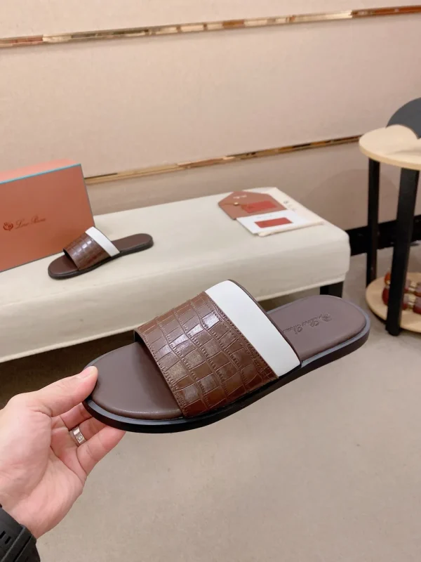 Loro Piana Men's Brown Leather Slide