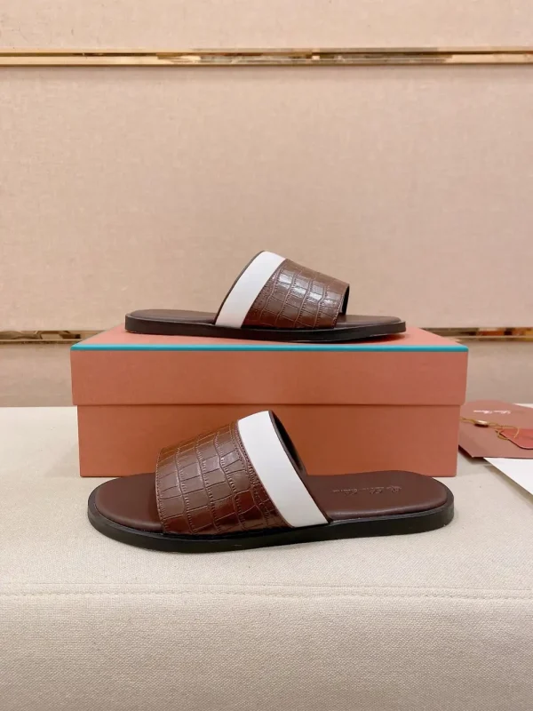 Loro Piana Men's Brown Leather Slide