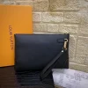 Louis Vuitton Lock and Walk Black Leather Clutch