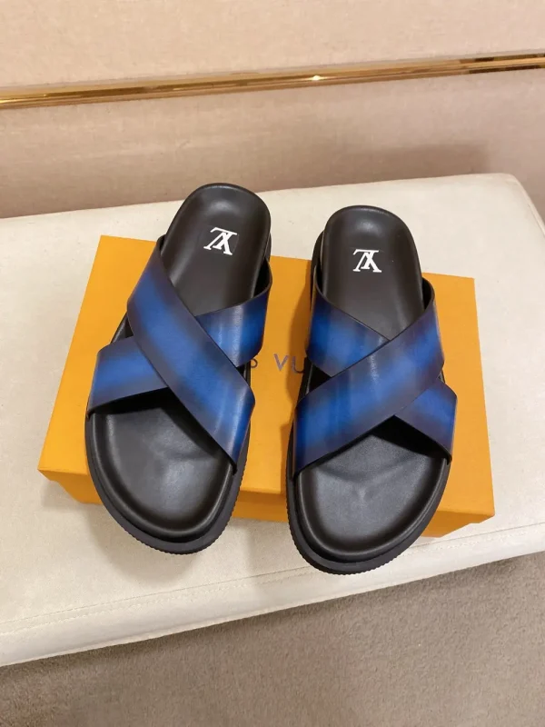 Louis Vuitton Foch Men's Black Leather Slide