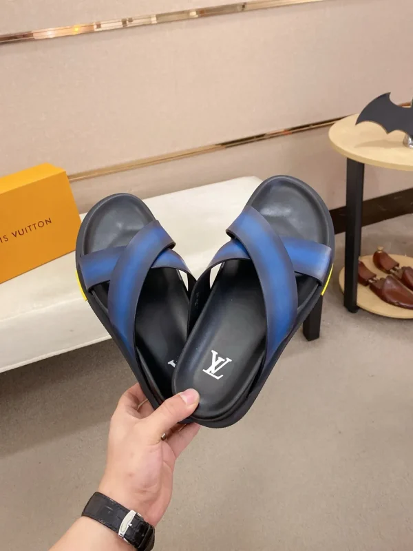 Louis Vuitton Foch Men's Black Leather Slide