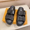 Louis Vuitton Men's Black Leather Slide Comfort Mule