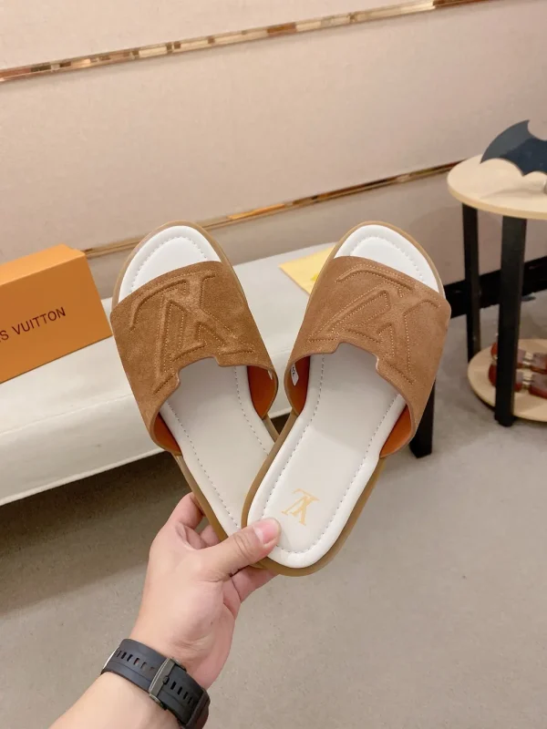 Louis Vuitton Men's Brown Suede Comfort Mules