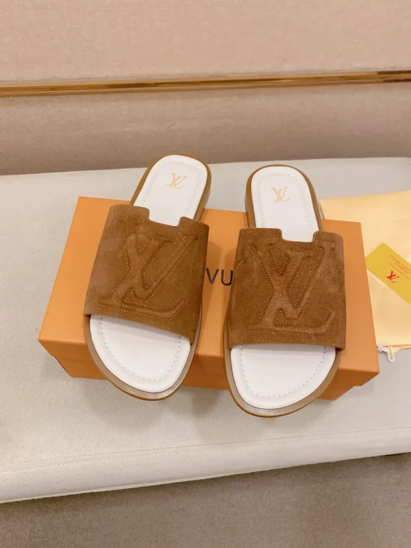 Louis Vuitton Men's Brown Suede Comfort Mules