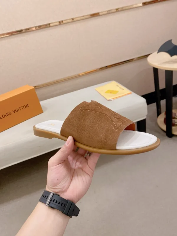 Louis Vuitton Men's Brown Suede Comfort Mules