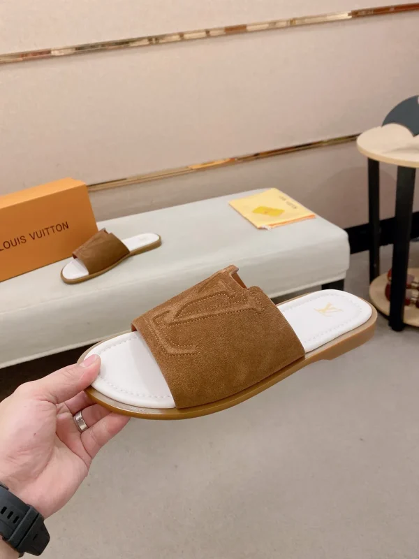 Louis Vuitton Men's Brown Suede Comfort Mules