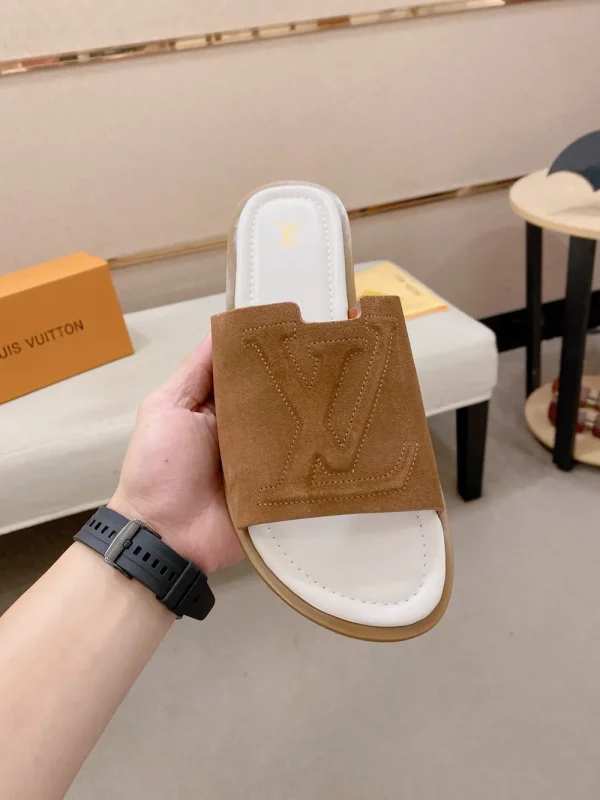 Louis Vuitton Men's Brown Suede Comfort Mules