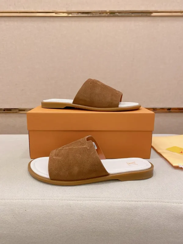 Louis Vuitton Men's Brown Suede Comfort Mules