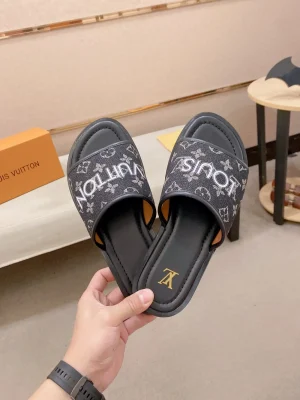 Louis Vuitton Men's Black Canvas Slide - Pool Pillow Mule