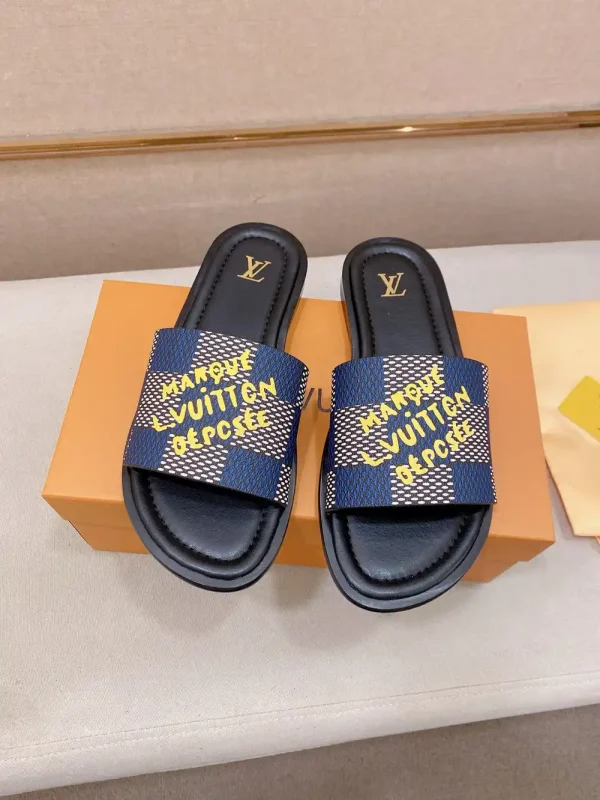 Louis Vuitton Miami Mule Men's Blue Denim Slide