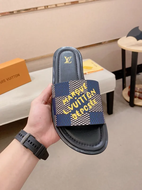 Louis Vuitton Miami Mule Men's Blue Denim Slide