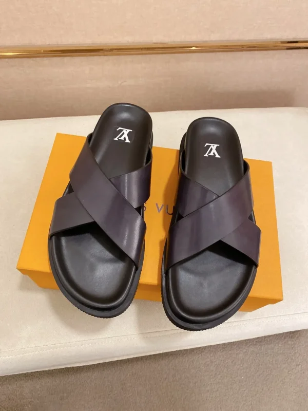 Louis Vuitton Oasis Mule Men's Black Leather Slide