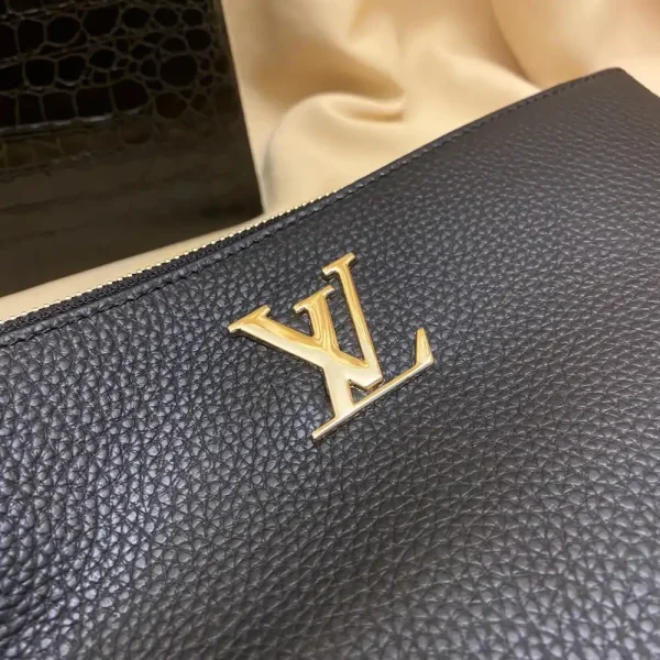 Louis Vuitton Pochette Voyage Men's Black Leather Clutch