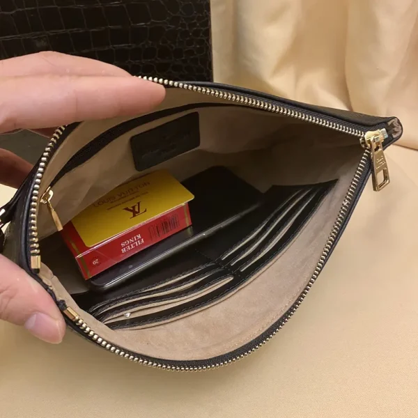 Louis Vuitton Pochette Voyage Men's Black Leather Clutch