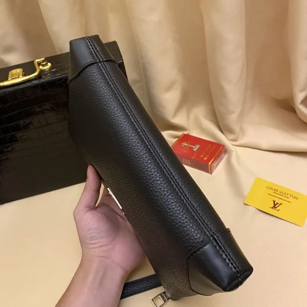 Louis Vuitton Pochette Voyage Men's Black Leather Clutch