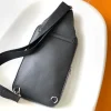 Louis Vuitton Men's Sling Bag Black Taiga Leather