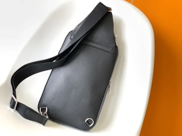 Louis Vuitton Men's Sling Bag Black Taiga Leather