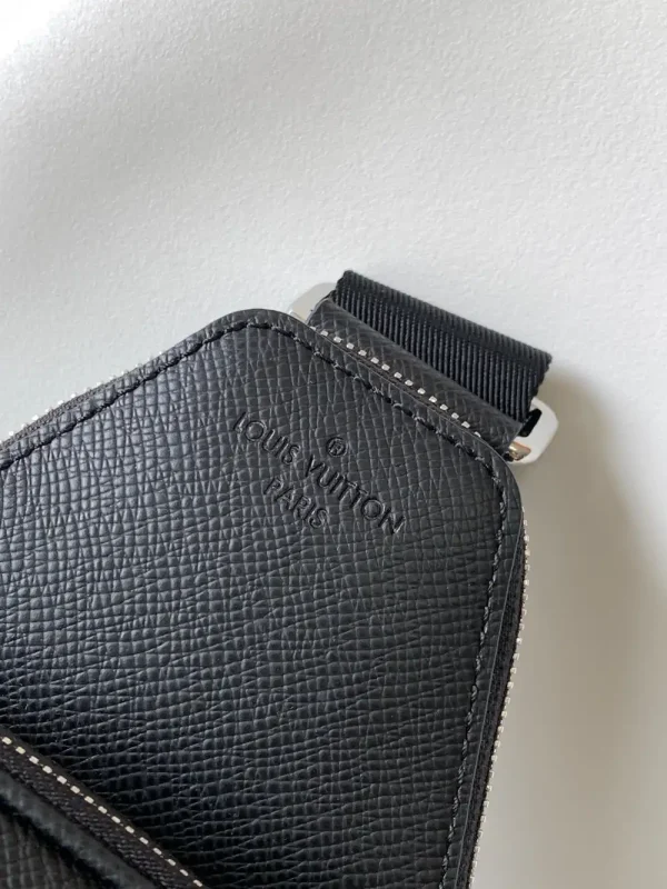 Louis Vuitton Men's Sling Bag Black Taiga Leather