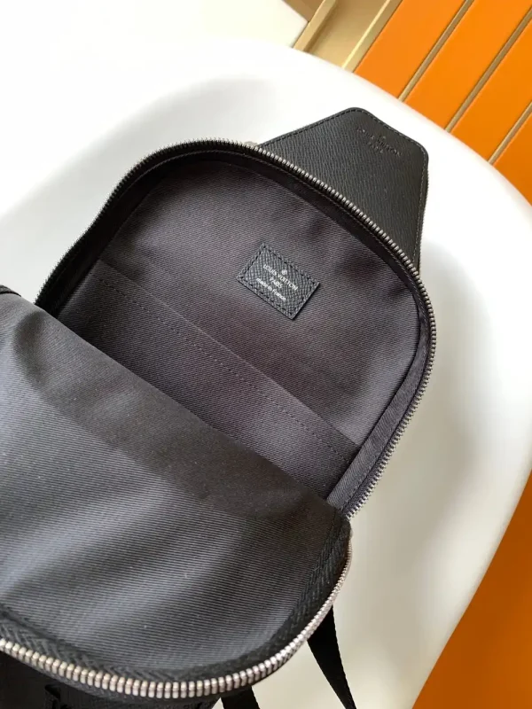 Louis Vuitton Men's Sling Bag Black Taiga Leather