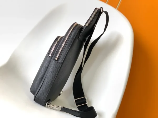 Louis Vuitton Men's Sling Bag Black Taiga Leather