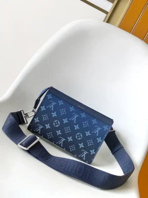 Louis Vuitton Trio Messenger Bag in Navy Leather