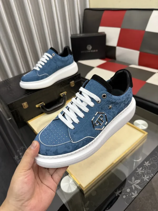 Philipp Plein Men's Blue Leather Sneaker