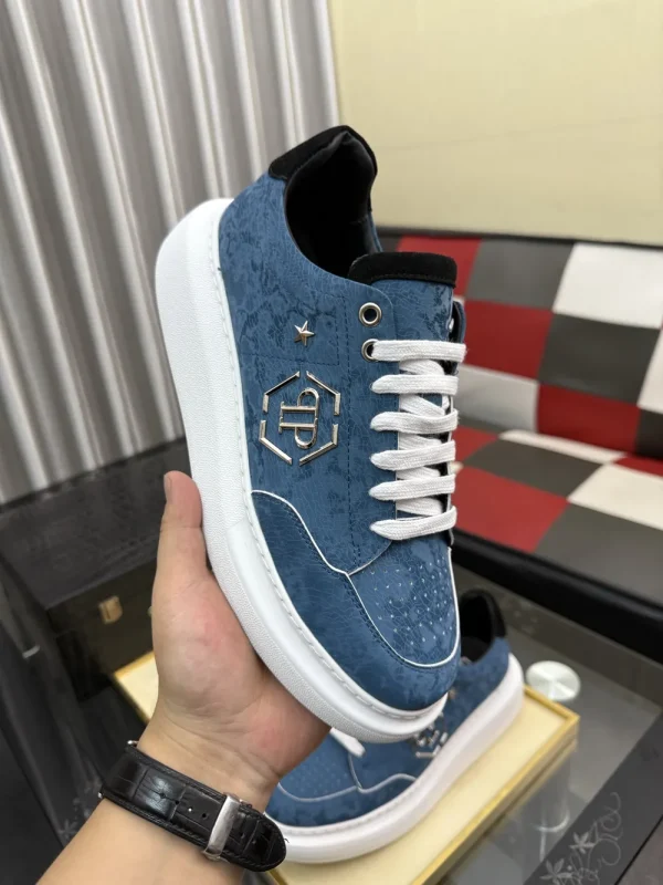 Philipp Plein Men's Blue Leather Sneaker