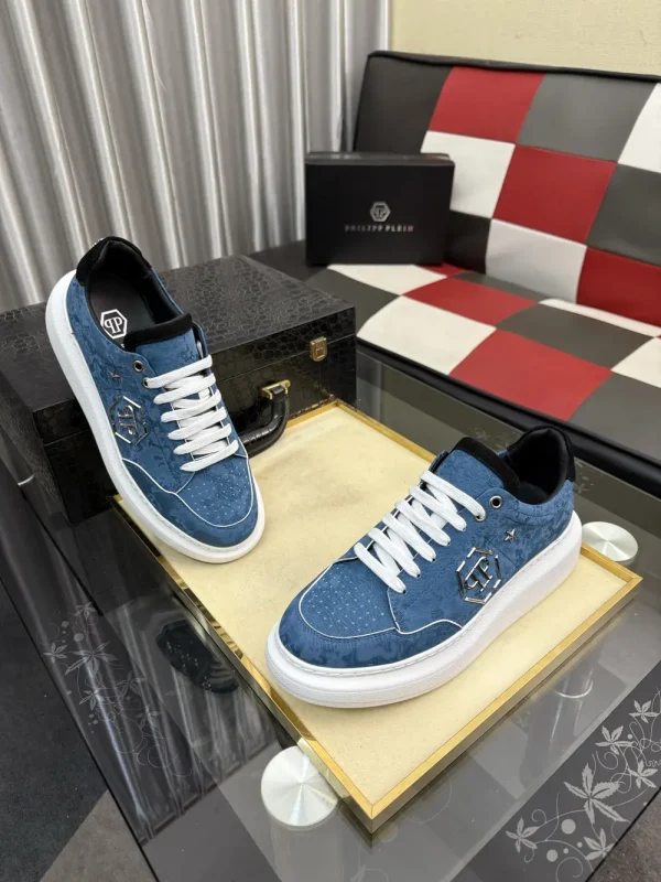 Philipp Plein Men's Blue Leather Sneaker