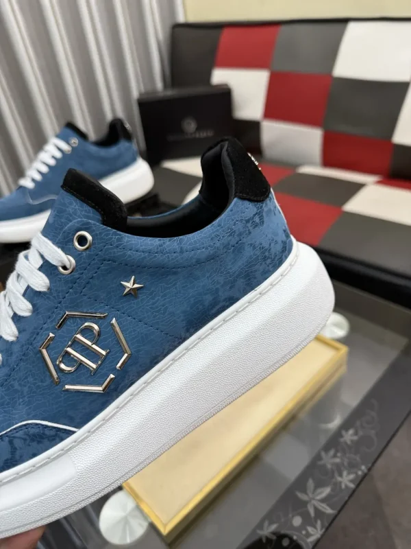 Philipp Plein Men's Blue Leather Sneaker