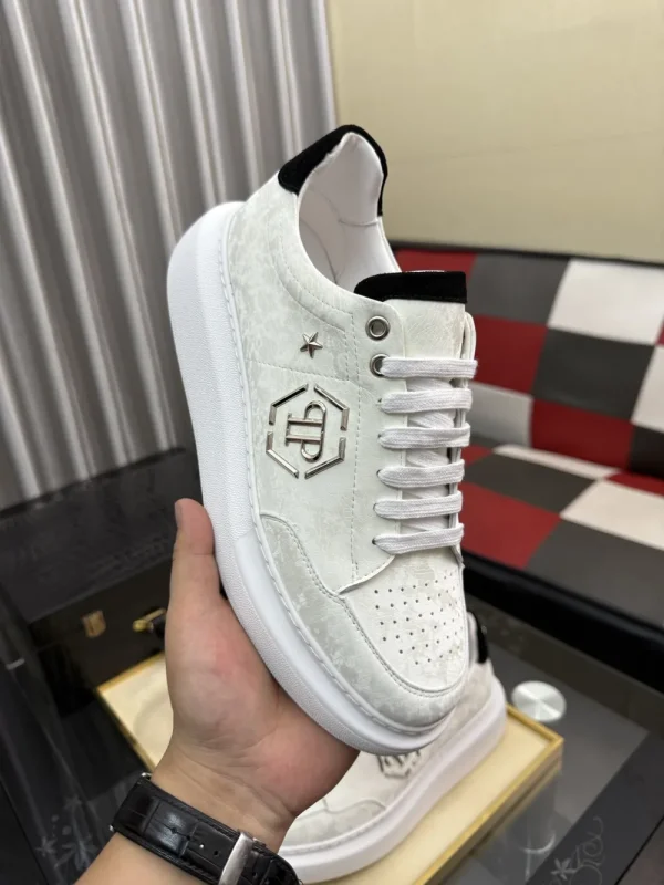 Philipp Plein Hexagon Men's Leather Sneaker - White